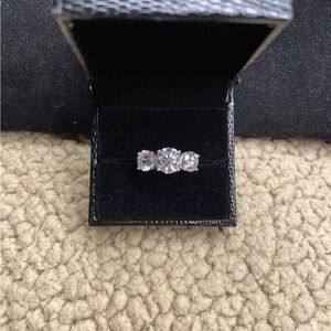 WoW 3.5CT Certified White 3 Stone Brilliant Cut White Moissanite Diamond Ring